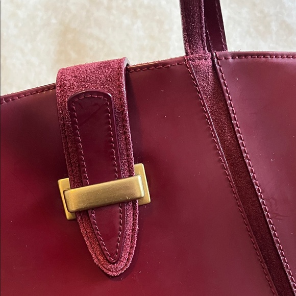 CLAUDIA Burgundy Leather/Suede Tote Bag